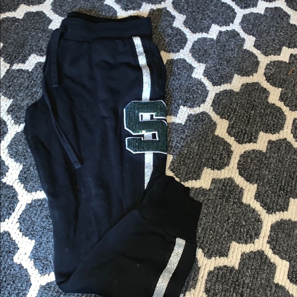 Pink Victoria’s Secret MSU bling sweats